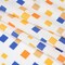 1 Yard Cotton Voile Fabric Blue and Orange Square Confetti Print Fabric